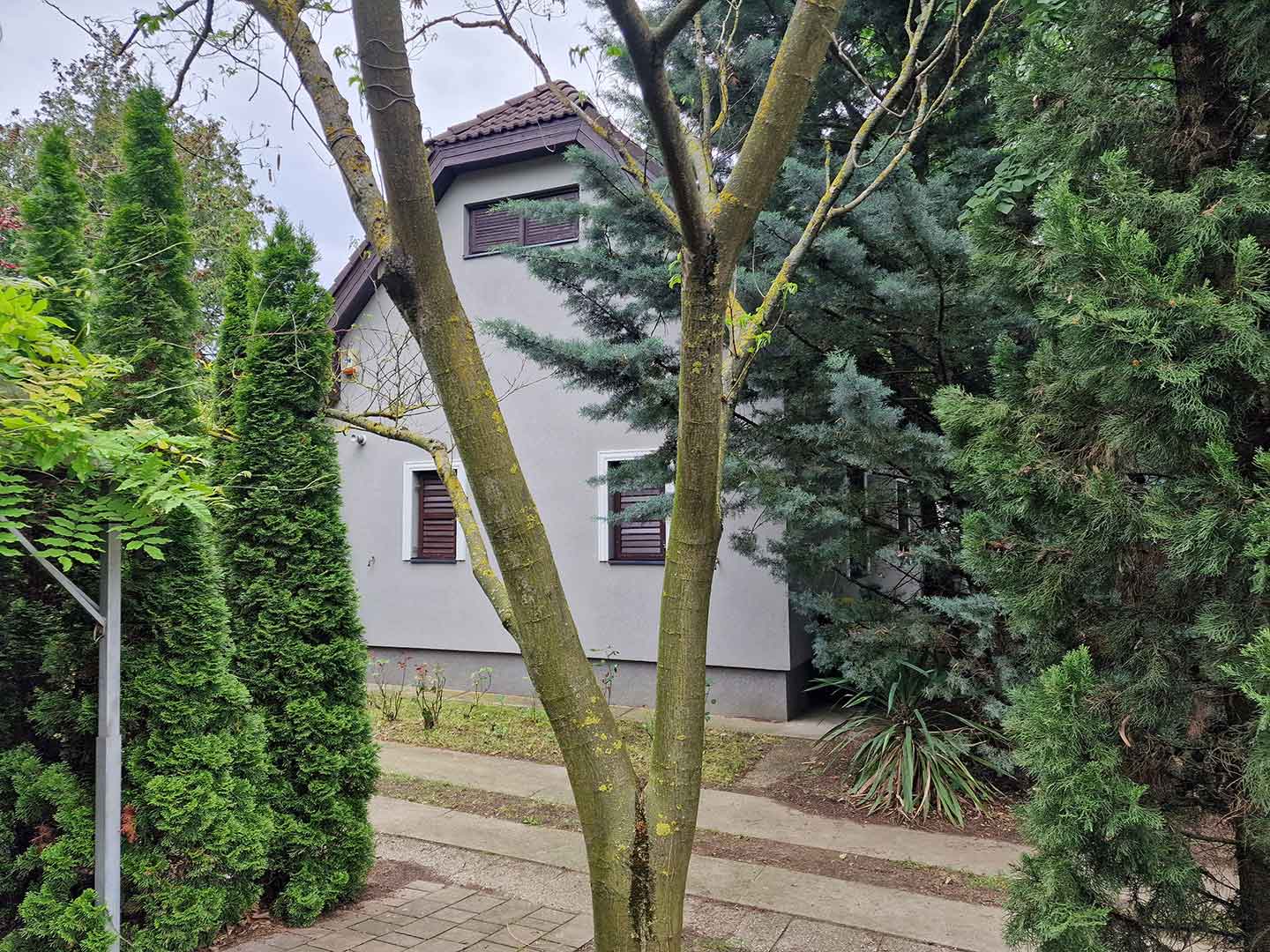 A kép, a lakóház egyik homlokzatát ábrázolja