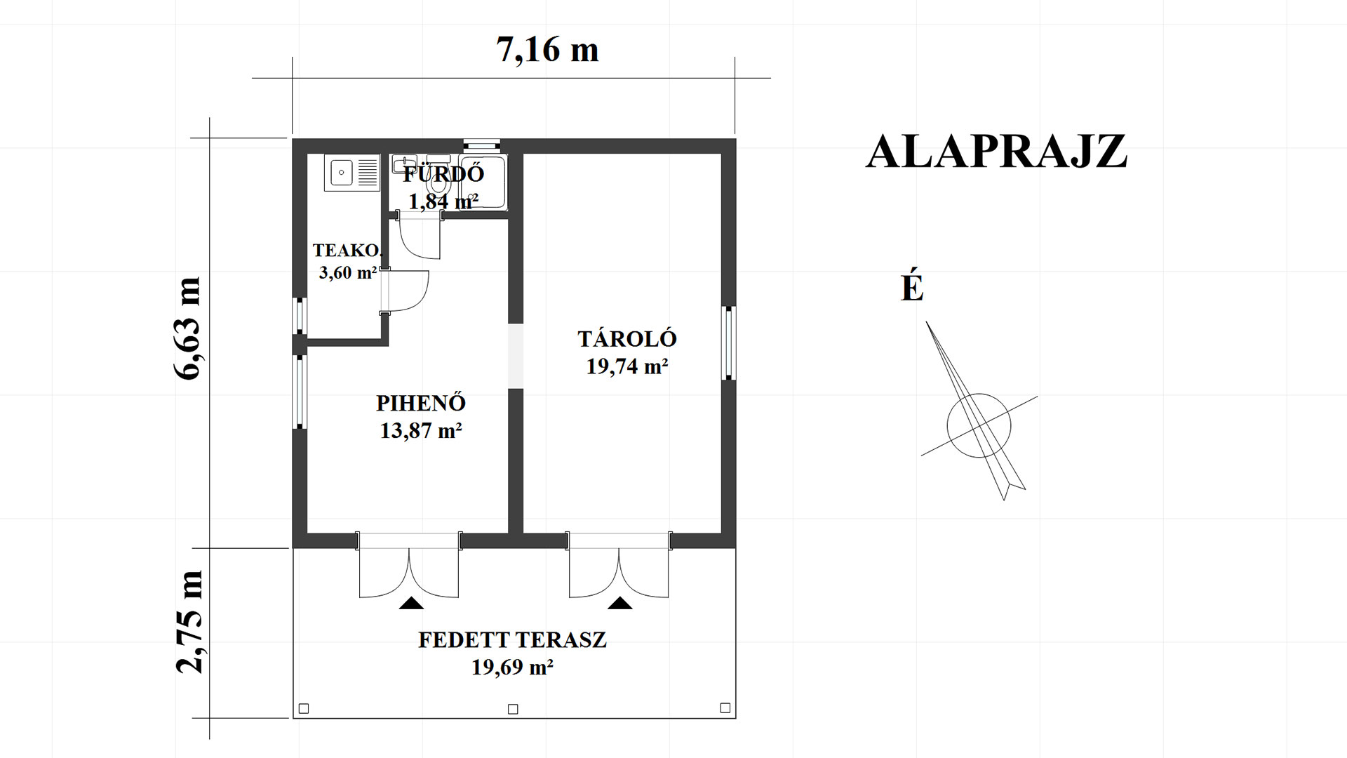 A kép a melléképületet (vendégház) ábrázolja