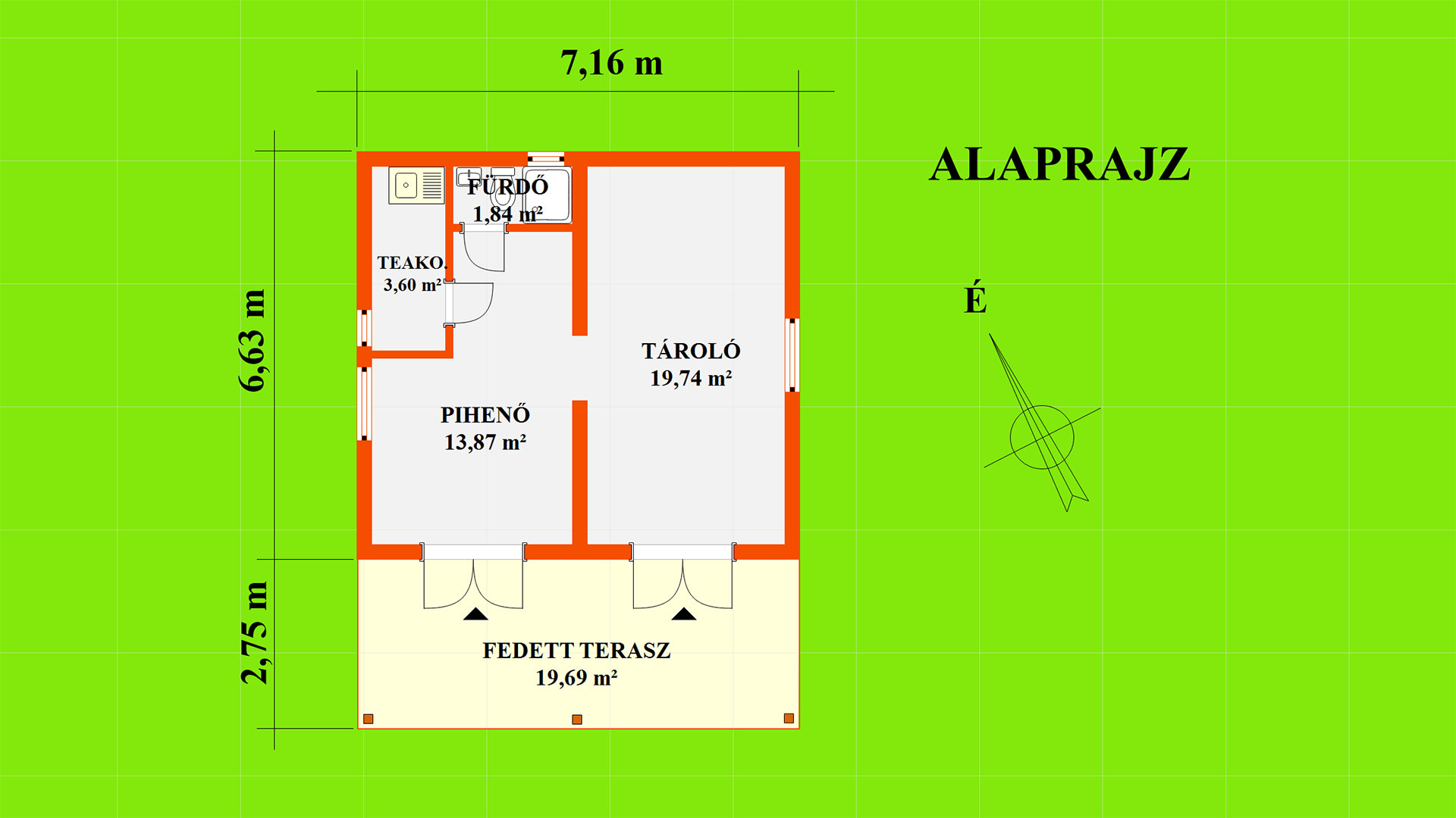 A kép a melléképületet (vendégház) ábrázolja